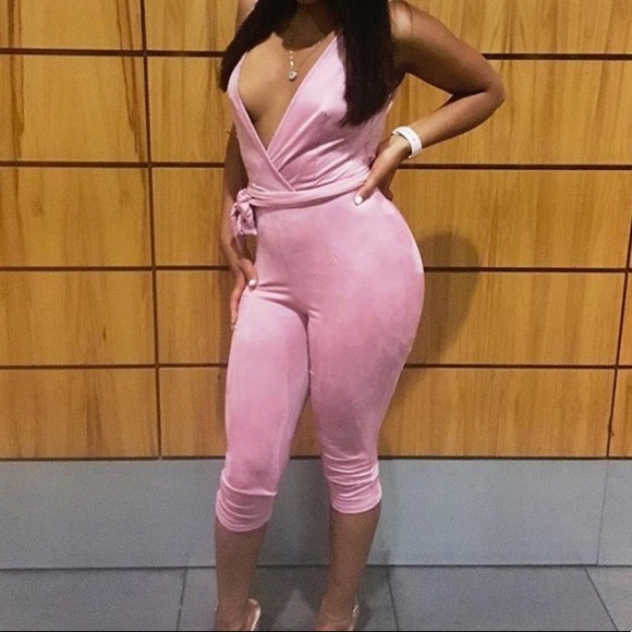 pink suede jumpsuit